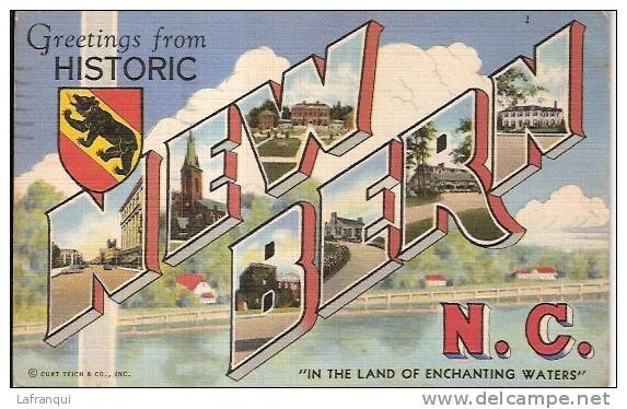 ETATS UNIS - Ref No 364- Greeting From Historic New Bern - Nc -in The Land Of Enchanting Waters  - Bon Etat - Autres & Non Classés