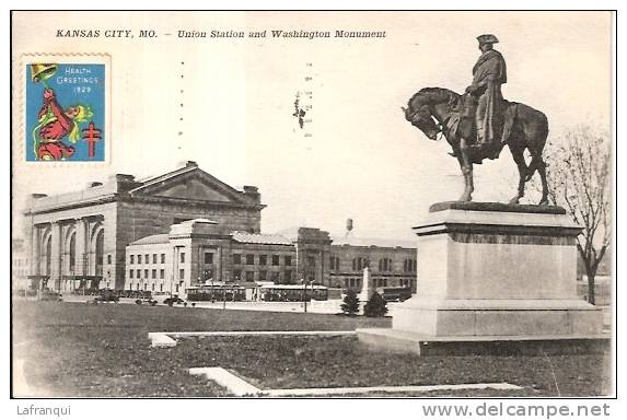 ETATS UNIS - Ref No 366- Kansas City -mo - Union Station And Washington Monument   - Bon Etat - Autres & Non Classés