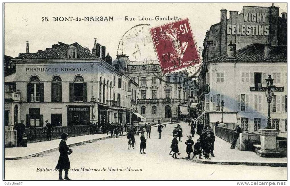 40 - LANDES - MONT De MARSAN - RUE GAMBETTA - PHARMACIE NORMALE - PUB VICHY CELESTINS - Mont De Marsan