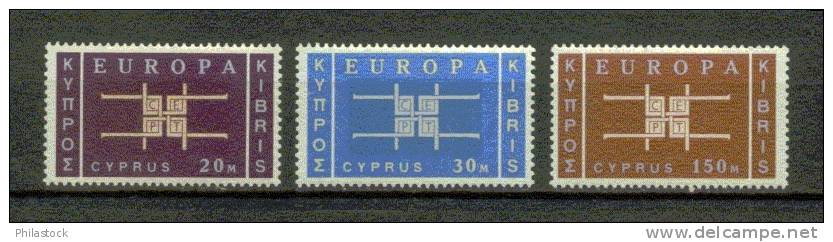 EUROPA CHYPRE N° 217 à 219 ** - 1963