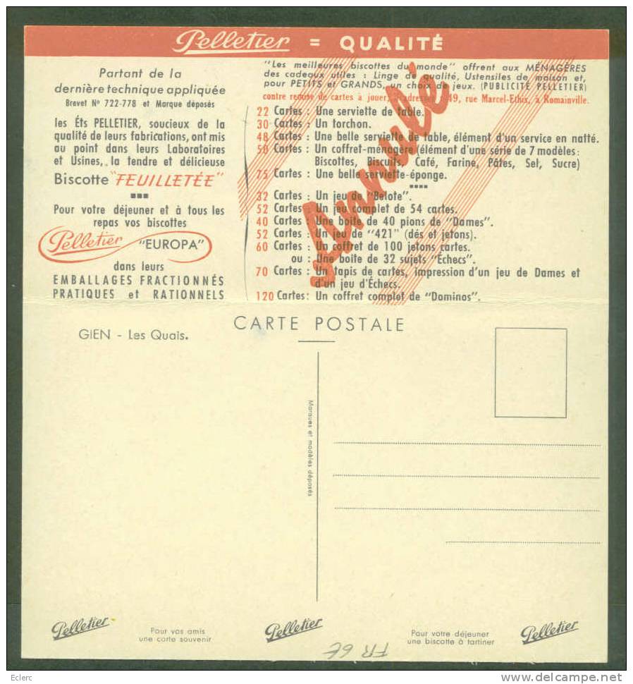 ROMAINVILLE - PUBLICITE BISCOTTES PELLETIER - CARTE DEPLIABLE  - TB - Romainville