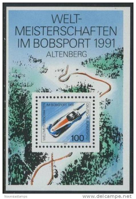 !a! GERMANY 1991 Mi. 1496 MNH MINI-SHEET 23 -Bob Sledding World Championship - 1991-2000