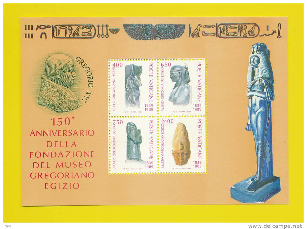 VATICANO 1989  150° ANNIVERSARIO MUSEO GREGORIANO-EGIZIO 1839. BF YT 10 MNH** - Museen