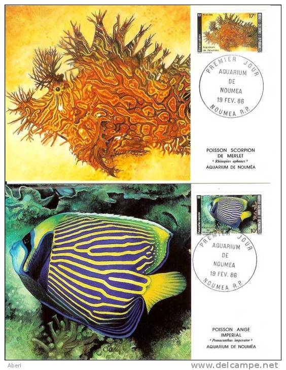 FDC 178 Nlle CALEDONIE - POSTE 512 - 513 - POISSONS - FISHS - CARTES MAXIMUMS - Maximum Cards