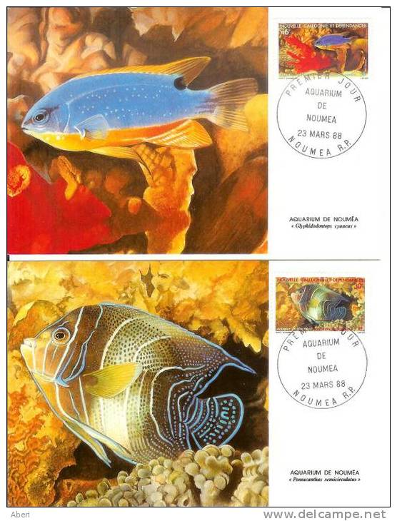 FDC 180 Nlle CALEDONIE - POSTE 551 - 552 -POISSONS FISHS - CARTES MAXIMUMS - Maximumkarten