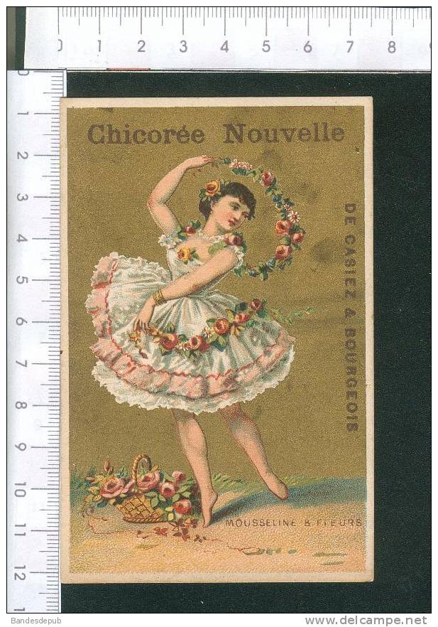 Cambrai Casiez Bourgeois Belle Chromo Dorée Courbe Rouzet  Thème Mousseline Fleurs Jeune Femme Danse - Autres & Non Classés