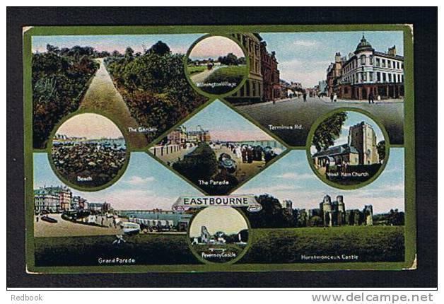 Early 9 View Multiview Postcard Eastbourne Sussex - Ref 228 - Eastbourne