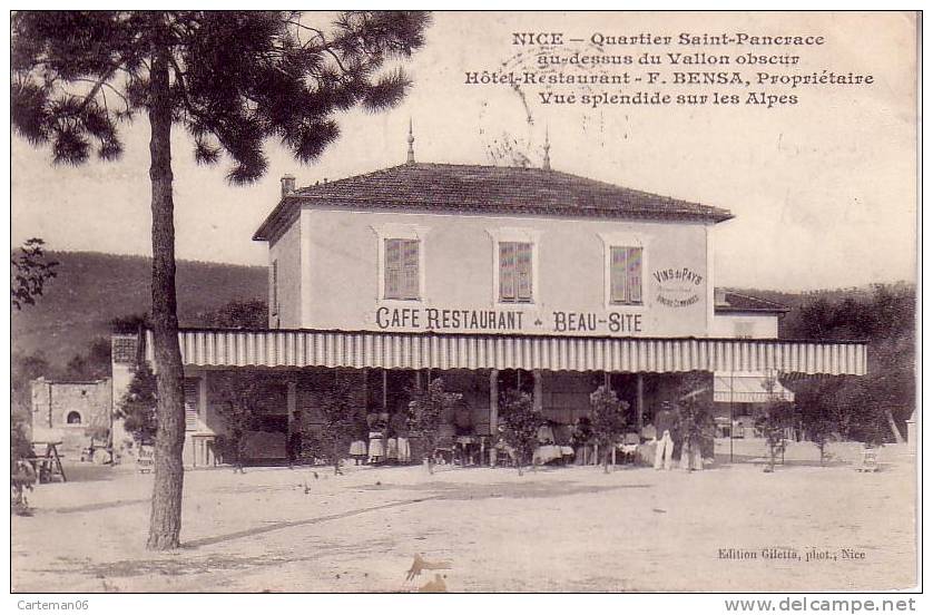 06 - Nice - Quartier Saint-Pancrace Au-dessus Du Vallon Obscur Hôtel-Restaurant - F. Bensa - Cafés, Hôtels, Restaurants