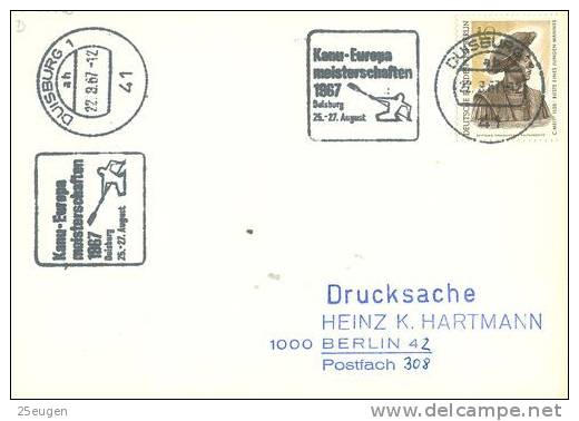 GERMANY  1967 CANOE  POSTMARK - Canoë