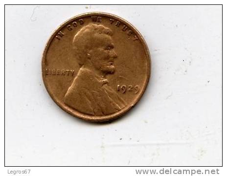 ETATS UNIS 1 CENT 1929 - 1909-1958: Lincoln, Wheat Ears Reverse