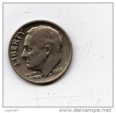 ETATS UNIS 1 DIME 1966 - 1946-...: Roosevelt