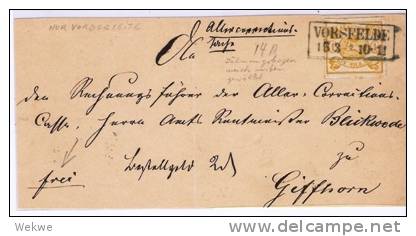 Braun031/  BRAUNSCHWEIG - Mi. 14A, Vorsfelde Kastenstempel A. Dienstbrief-Vorderseite - Brunswick