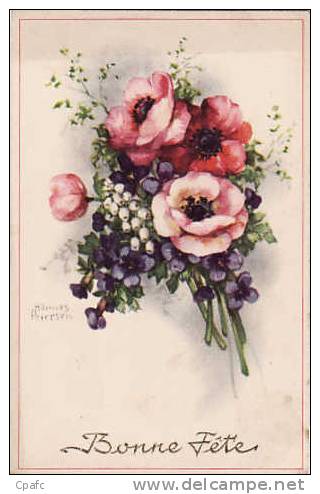 CARTE 1930 Signée Hannes Petersen - Bonne Fête - Divers Fleurs - Petersen, Hannes