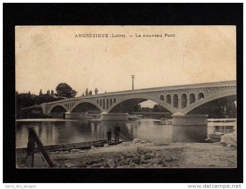 42 ANDREZIEUX, L'ancien Pont Détruit Et Le Nouveau Pont, 2 CPA, Voyagé 1908 Et 1916 - Andrézieux-Bouthéon