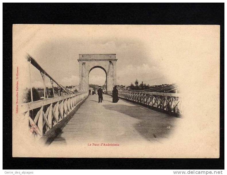 42 ANDREZIEUX, Le Pont, Animé, Ed Nelles Galeries, Dos Précurseur Vierge, AB & C Nancy - Andrézieux-Bouthéon