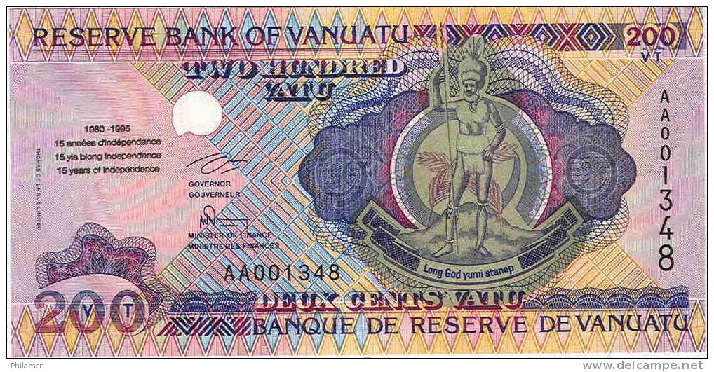 Vanuatu (nouvelles Hebrides) Billet 200 Vatu, Commemoratif 10 Ans Independance, 1995 Neuf UNC - Vanuatu