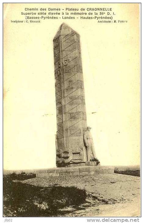 Chemin Des Dames - Plateau De Craonnelle - Superbe Stèle élevée à La Mémoire De La 36 è DI .... - Craonne