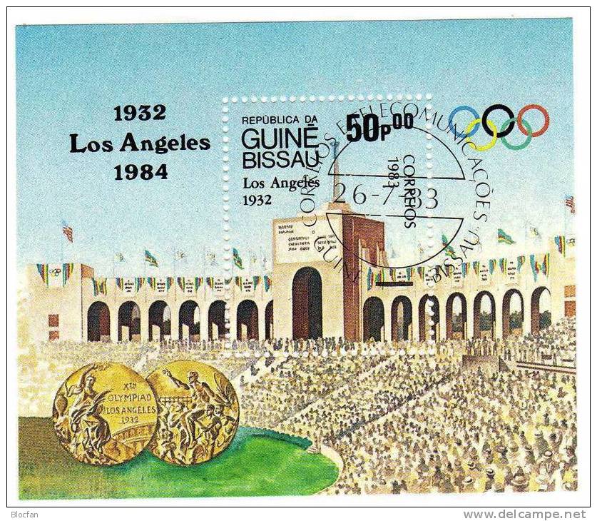 Stadion - Arena Sommer - Olympiade Los Angeles Guinea Bissau 697 + Block 252 O 4€ - Summer 1984: Los Angeles
