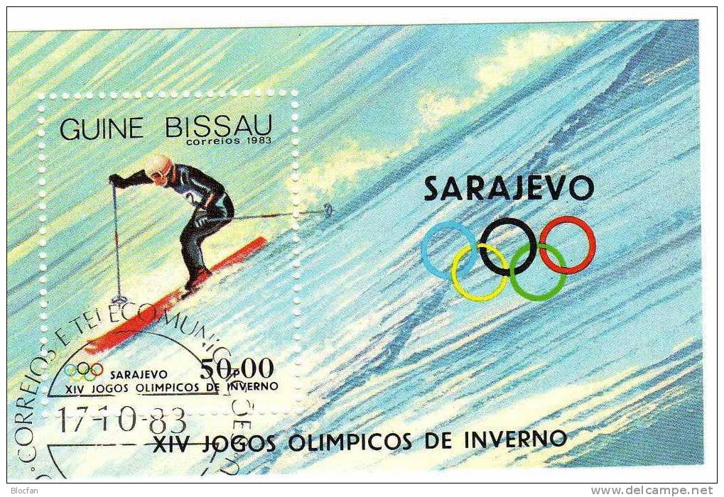 Abfahrts - Ski Winter - Olympiade In Sarajevo 1984 Guinea Bissau 716 + Block 255 O 4€ - Hiver 1984: Sarajevo