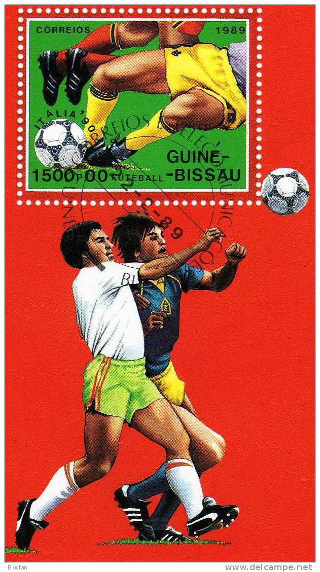 Stürmerbeine Fussball-WM 1990 In Italien Guinea Bissau 1080 Plus Block 281 O 5€ Football Bloc Soccer Sheet Of Africa - 1990 – Italien