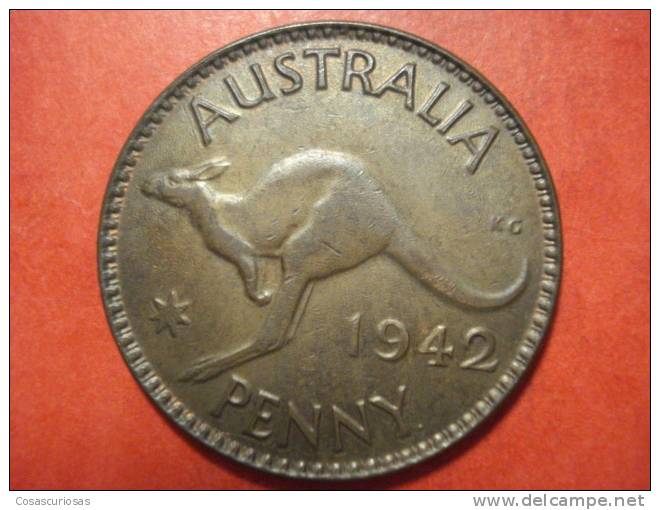 3048  AUSTRALIA  ONE PENNY   CANGOO  KANGOO CANGURO ANIMAL   AÑO / YEAR  1942   XF - Penny