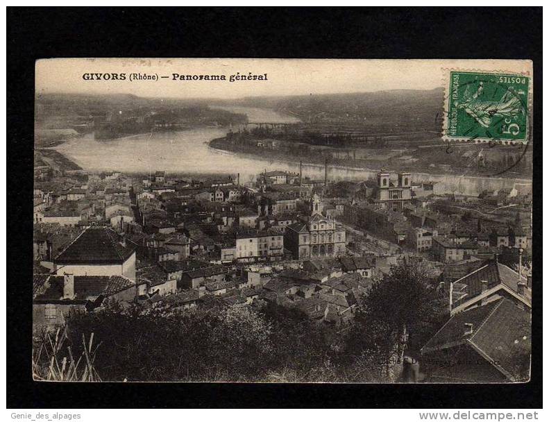 69 GIVORS, Panorama Général, CPA Voyagé En 1911, Bon état - Givors