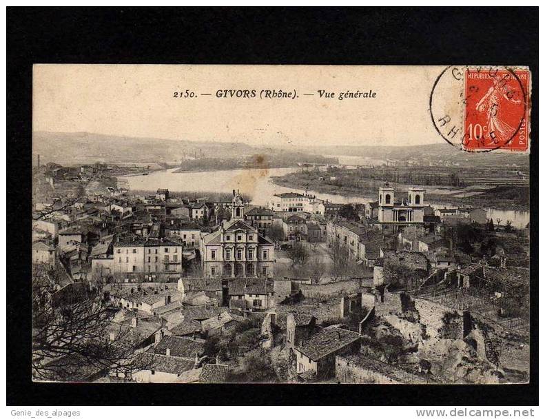 69 GIVORS, Vue Générale, Voyagé En 1910, Ruines , Petit Pli Sous Le Timbre, 2 Trous - Givors