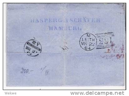 Ham022/ HAMBURG -  Schlüsselloch-Stempel (rot) 1864 Nach England - Hamburg (Amburgo)