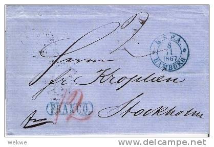 Ham030/ HAMBURG -  Zweikreis K.S.P.A 1867 (blau) Franco Stockholm - Hamburg