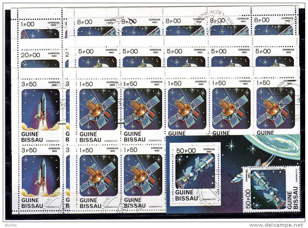 „ Satellit / Raumfähre “ 1983 Kosmos - Forschung Guinea Bissau 666-71KB + Bl.249 O 20€ - USA
