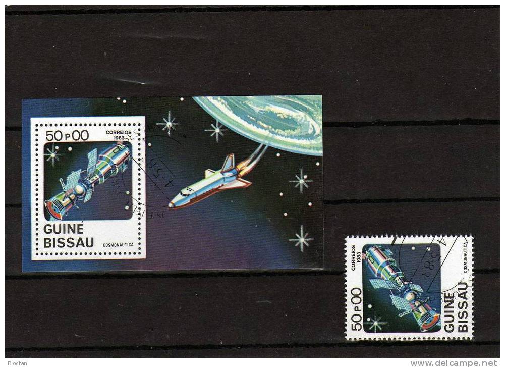 „ Satellit / Raumfähre “ 1983 Kosmos - Forschung Guinea Bissau 666-71KB + Bl.249 O 20€ - Stati Uniti
