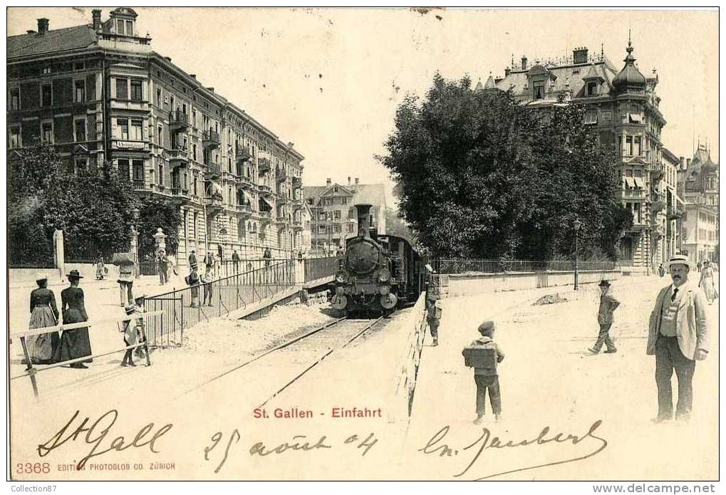 SUISSE - SG - ST GALL - ST GALLEN - EINFAHRT - TRAIN - LOCOMOTIVE à VAPEUR - CLICHE 1900 - St. Gallen