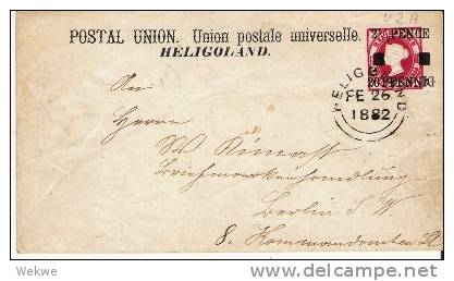 Hel012/ Helgoland,  Ganzsache U2A Doppelwährung 1882, Nach Berlin - Helgoland