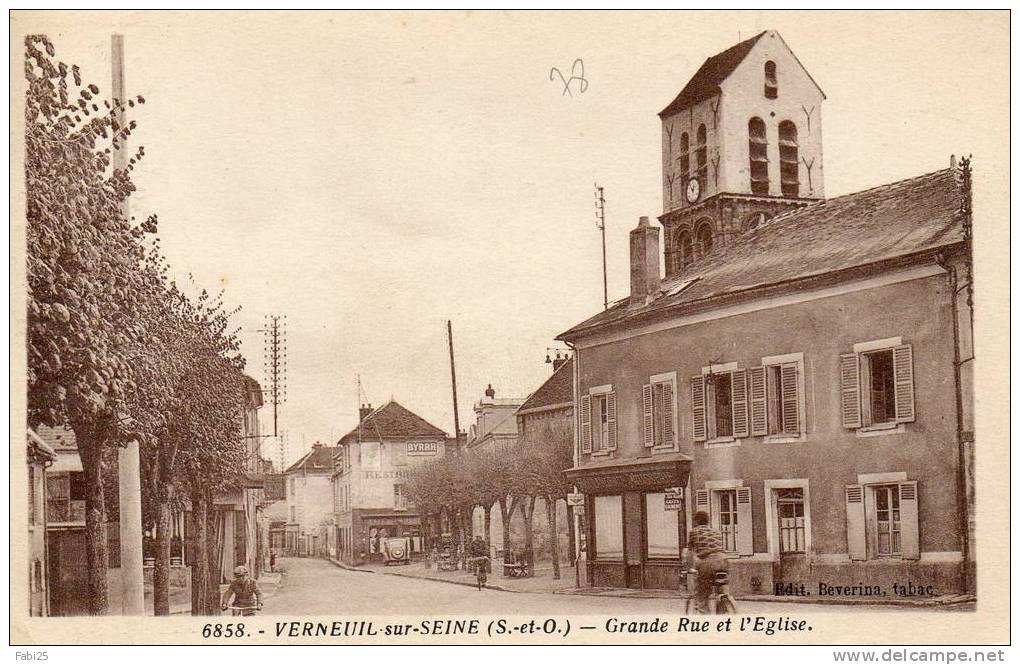 VERNEUIL SUR SEINE Grande Rue Et église - Verneuil Sur Seine