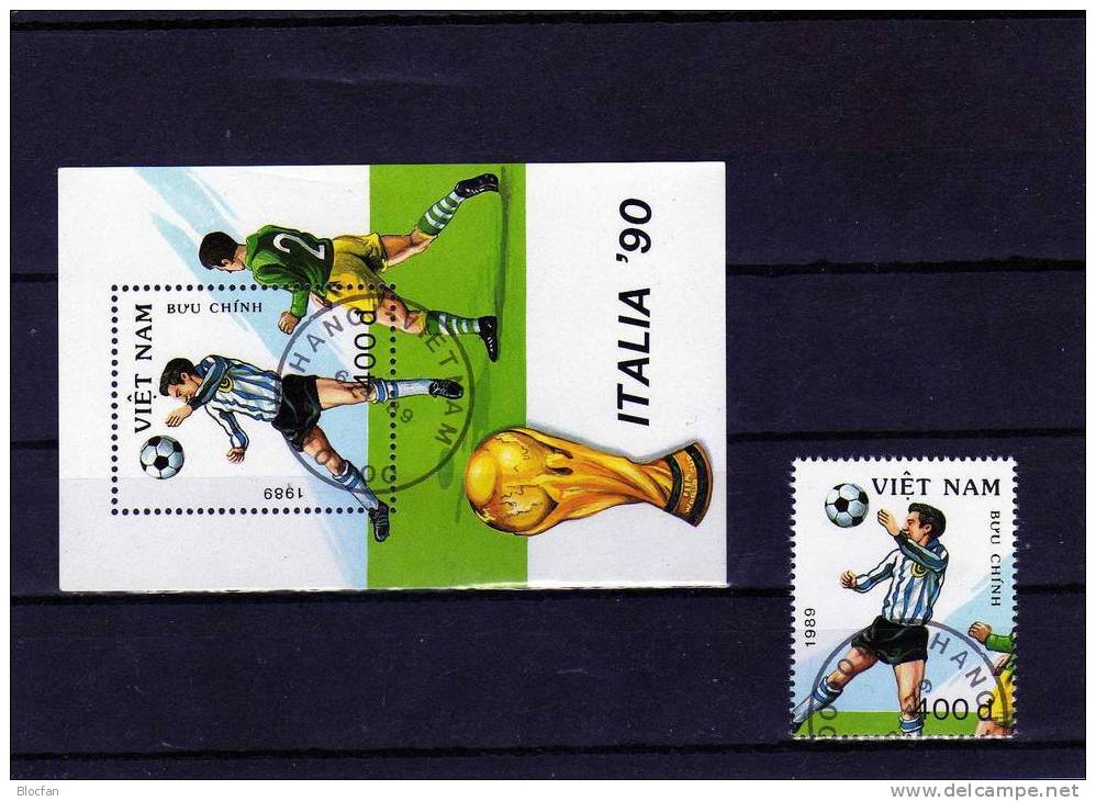 Stürmer Mit Kopfball Fussball WM In Italien 1990 Vietnam 2087 Plus Block 72 O 3€ Football Bloc Soccer Sheet Of Viet Nam - 1990 – Italien