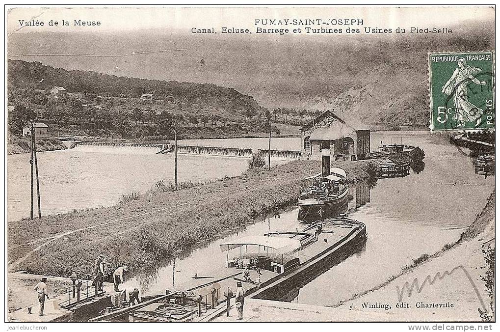 C . P . A   (   FUMAY -SAINT- JOSEPH  " Canal-écluse-barrage Et Turbines " Beau Plan- Animée ) - Fumay