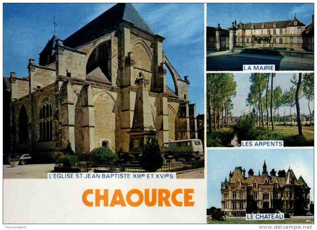 CPSM. CHAOURCE. EGLISE ST JEAN BAPTISTE. MAIRIE.LES ARPENTS. CHATEAU. - Chaource