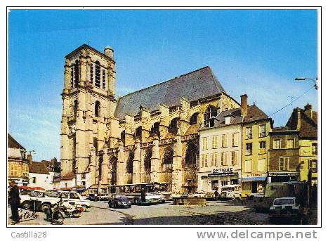 Cpsm SEZANNE - église St Denis (autos) - Sezanne