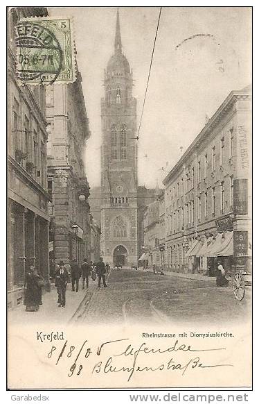 KREFELD - Rheinstrasse Mit Dionysiuskirche. - Krefeld