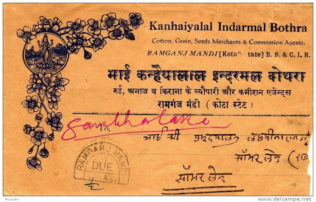 1615. Carta Comercial RAMGANJ MANDI (kotah State) 1939. DUE - 1936-47  George VI