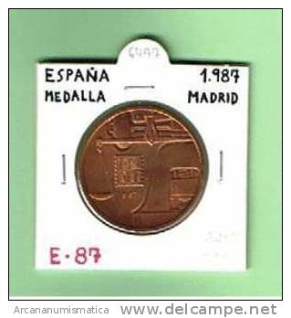 ESPAÑA  MEDALLA  1.987  MADRID  E-87  COBRE  SC/UNC  DL-6477 - Autres & Non Classés