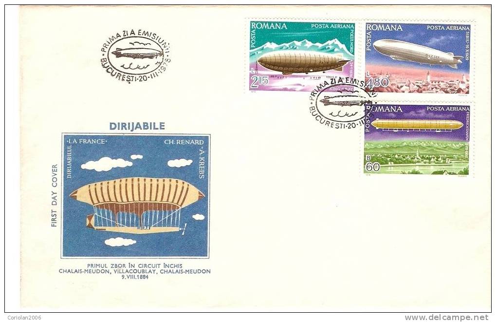 Romania 1978 FDC / Zeppelins / Set X 3 - Zeppeline