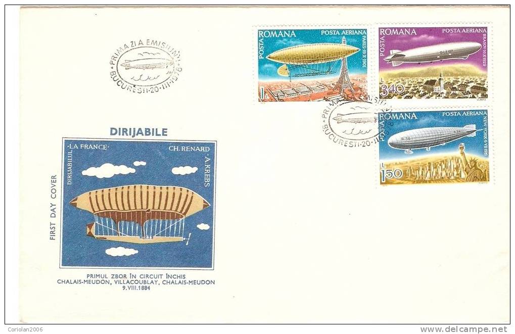 Romania 1978 FDC / Zeppelins / Set X 3 - Zeppeline