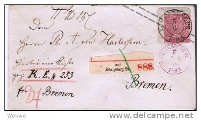 Ndp111/  NORDDEUTSCHER-POSTBEZIRK - Königsberg 1869. Preuss.-Stpl. A. Brief-GA + F.Stpl.  SELTEN - Interi Postali