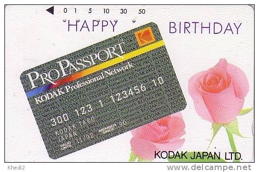 Télécarte Japon Pub Photo KODAK Passport & Rose Fleurs - Japan Phonecard - Foto TK - 23 - Fleurs