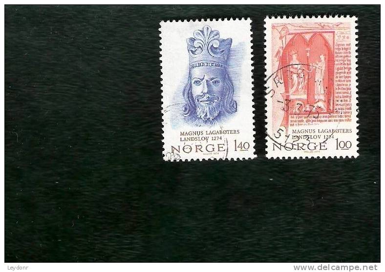 Norway - Scott # 635-636 Gulating Law Manuscript - King Magnus VI Lagaboter - Gebruikt