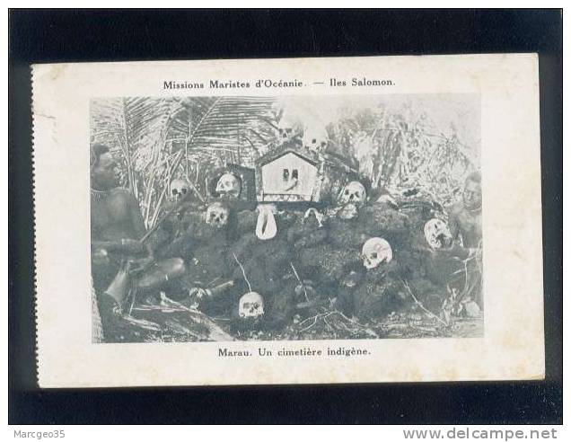 Missions Maristes D'océanie Iles Salomon Marau Un Cimetière Indigène édit.des Missions Têtes Ce Morts Belle Carte - Islas Salomon