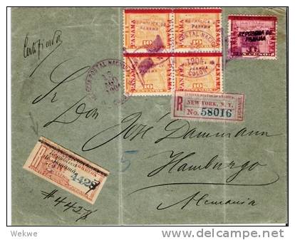 Pan001/ PANAMA -  RARE  Registered Cover To Germany 1904 With Flagg  Cancelation - Panama