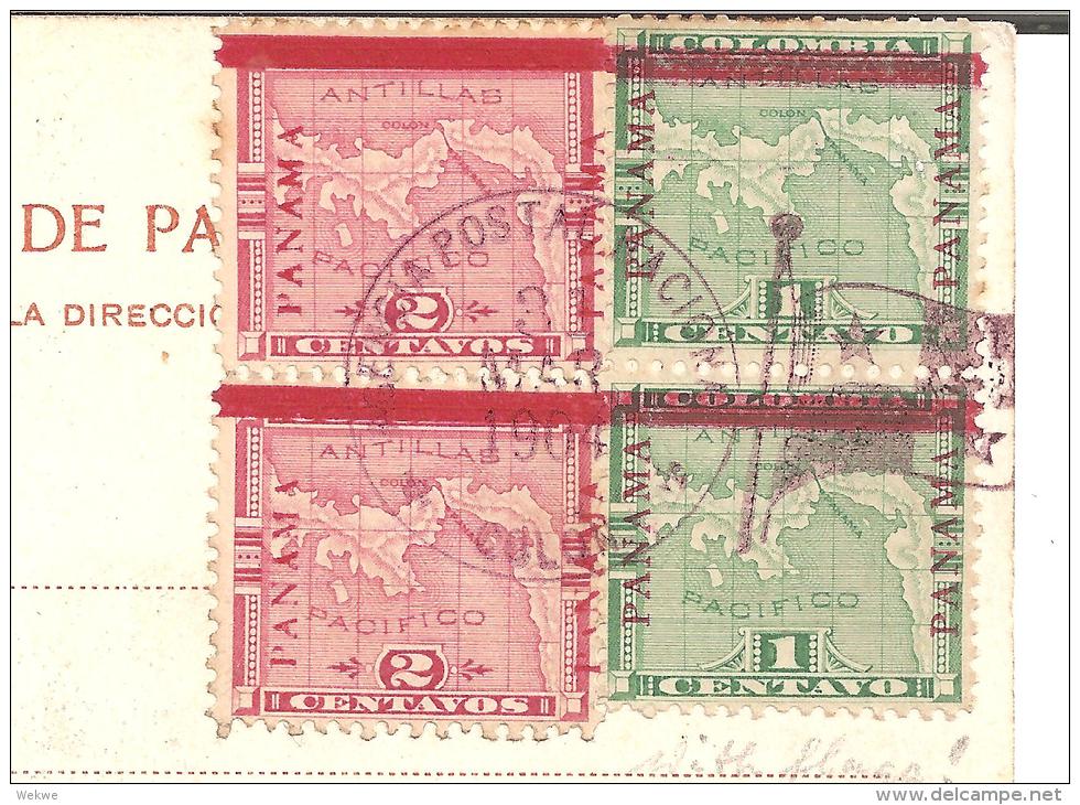 Pan063/ PANAMA - Flaggenstempel 1904 Auf AK Colon, Schön Frankiert - Panama