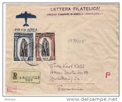 SM019/ SAN MARINO -    Melchiorre Delfico 1,25 + 1,50 Lira, Einschreiben, Zensiert - Lettres & Documents